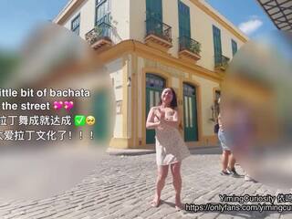 YimingCuriosity依鸣 - Havana Sunset sex film Vlog / Asian Chinese slattern rough blowjob and doggy on balcony!