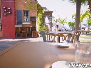 Brunette Waitress Keira Croft Pounded POV for grand Service