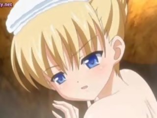 Blondinė ypatybė anime gauna pounded